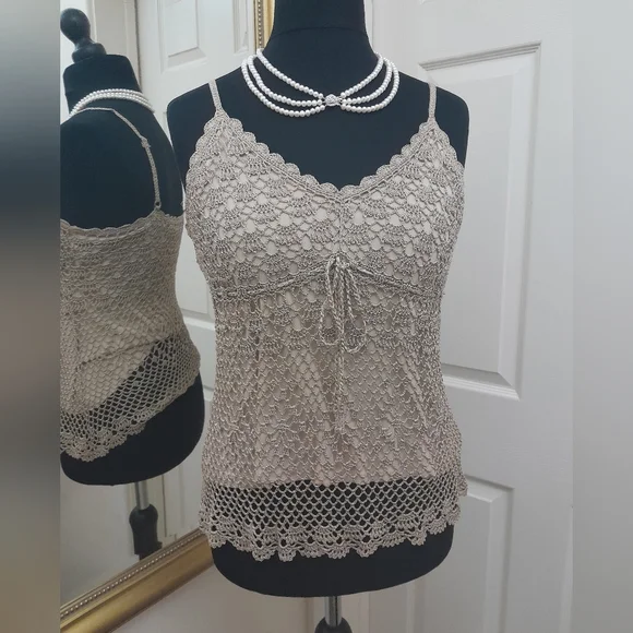 Gold crochet cami top - Picture 2 of 11